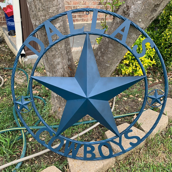 DALLAS COWBOYS NAVY BLUE BARN STAR METAL LONE STAR WESTERN HOME DECOR HANDMADE 24",32",36",40",42",44",46",50"
