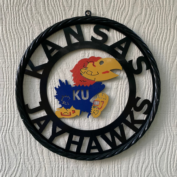 KANSAS JAYHAWKS METAL CUSTOM VINTAGE CRAFT WALL ART TEAM SIGN HANDMADE