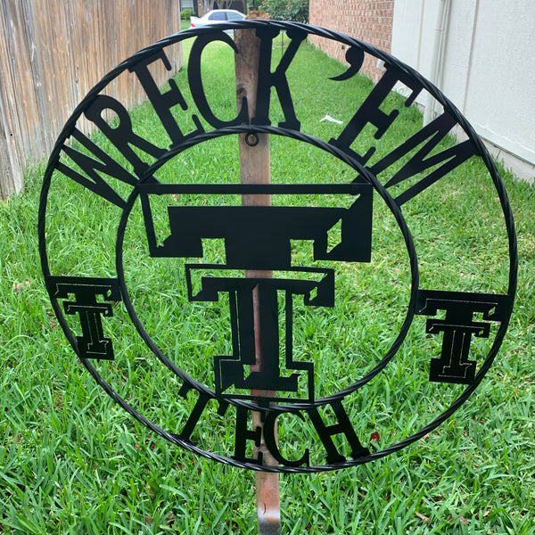 12", 18", 24", 32" WRECKEM TEXAS TECH METAL CUSTOM VINTAGE CRAFT TEAM SIGN HANDMADE