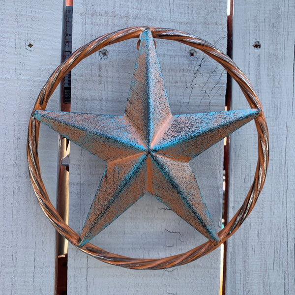 TURQUOISE DISTRESSED BARN METAL STAR WESTERN HOME DECOR ART HANDMADE