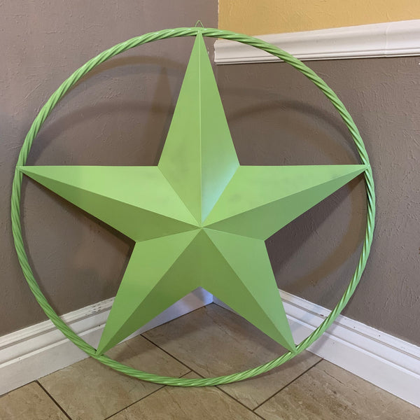 APPLE GREEN BARN STAR METAL LONESTAR TWISTED ROPE RING WESTERN HOME DECOR HANDMADE #EH10836
