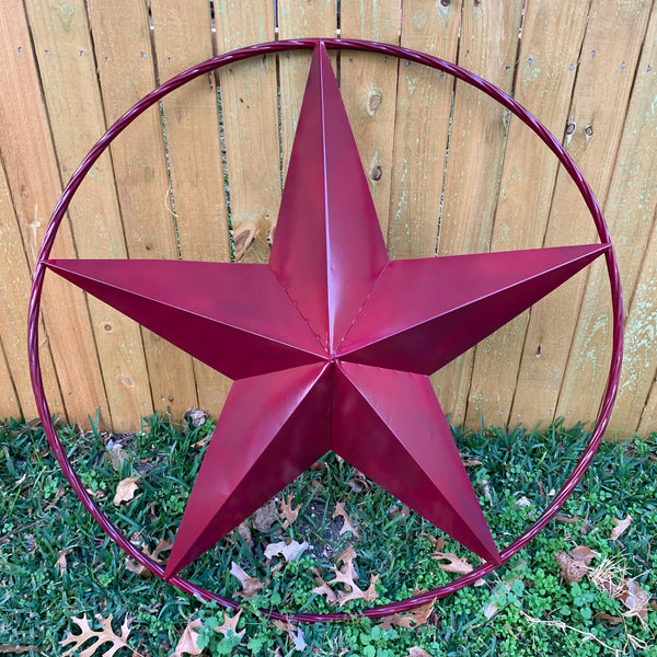 CRANBERRY BURGUNDY STAR RED STAR BARN METAL LONESTAR TWISTED ROPE RING WALL ART WESTERN HOME DECOR BRAND NEW