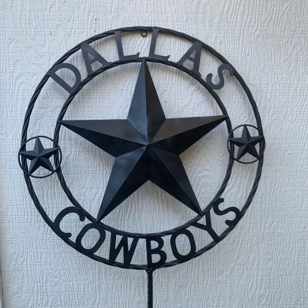 24" STAR & 34" STAKE DALLAS COWBOYS DECOR METAL ART WESTERN HOME WALL DECOR ALL RUSTIC BLACK STAR WITH 34" STAKE