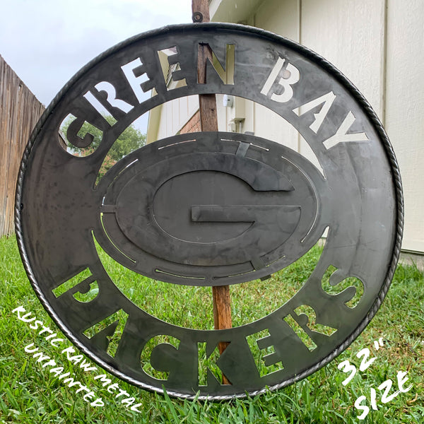 12",18",24",32",36" RAW METAL GREEN BAY PACKERS DISC CUSTOM METAL VINTAGE CRAFT TEAM SPORTS SIGN HANDMADE