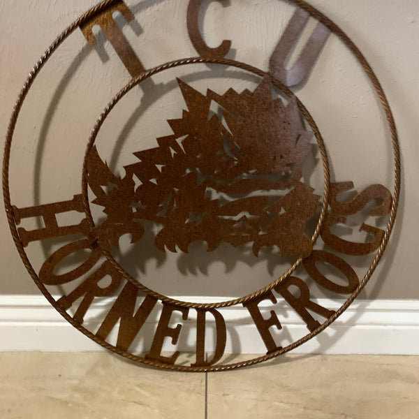 12", 18", 24", 32" TCU HORNED FROGS CUSTOM VINTAGE CRAFT METAL TEAM SIGN HANDMADE