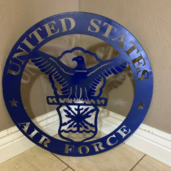 24" US AIR FORCE LASERCUT BLUE MILITARY METAL WALL ART AIRFORCE WESTERN HOME DECOR NEW