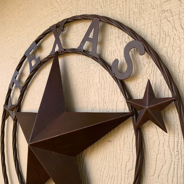 24", 32",36",40" TEXAS 1836 RUSTIC BROWN BARN STAR METAL WALL WESTERN HOME DECOR HANDMADE