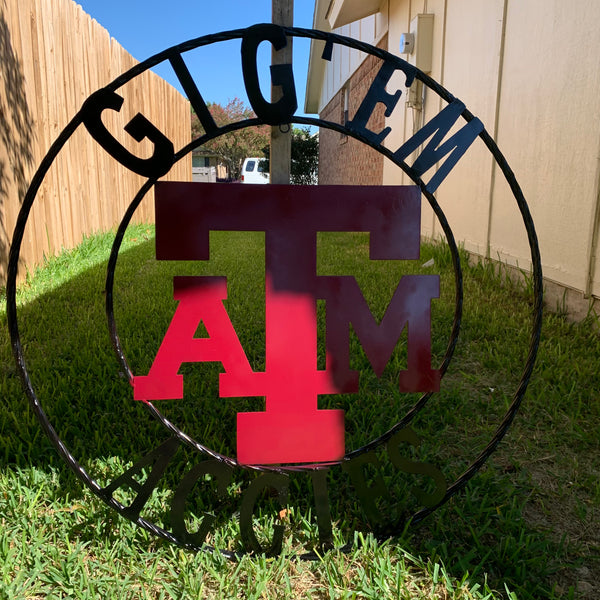 GIGEM AGGIES METAL CUSTOM VINTAGE CRAFT TEAM SIGN HANDMADE