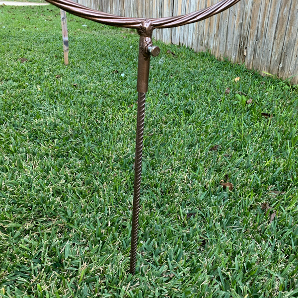 12",16",24" DOUBLE STAR ON STAKE METAL BRONZE COPPER BARN STAR WITH TWISTED ROPE RING CRAFT WESTERN HOME DECOR RUSTIC DECOR