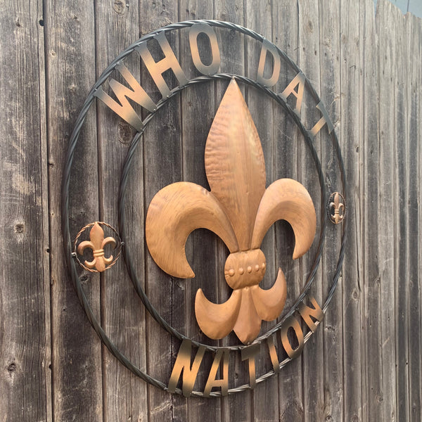 18", 24", 32" 36" WHO DAT NATION FLEUR DE LIS METAL WALL ART WESTERN HOME DECOR NEW