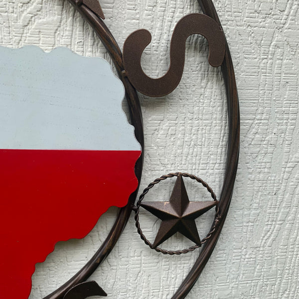 24" TEXAS STRONG BARN METAL WALL ART SIGN WESTERN HOME DECOR RED WHITE BLUE HANDMADE