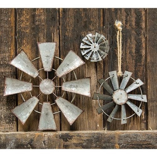 ITEM# CH_G90571 2" GALVANIZED WINDMILL FARMHOUSE WALL ART METAL WESTERN HOME DECOR--FREE SHIPPING