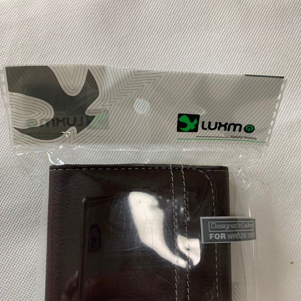 LU20 6.6" LUXMO COFFEE BROWN LEATHER EXTRA LARGE POUCH BELT LOOP HOLSTER CELL PHONE CASE UNIVERSAL OVERSIZE
