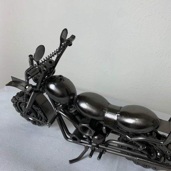 12" HARLEY STYLE MOTORCYCLE GUN METAL WESTERN HOME BAR DECOR NEW