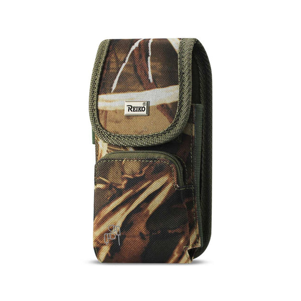 PH15B-AM32 7" REIKO XL EXTRA LARGE VERTICAL CAMO RUGGED POUCH WITH ZIPPER POCKET VELCO CLOSURE  &  BELT LOOP HOLSTER CELL PHONE CASE UNIVERSAL OVERSIZE