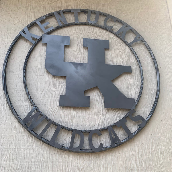 12", 18", 24", 32" KENTUCKY WILDCATS CUSTOM SILVER GREY METAL VINTAGE CRAFT SIGN HANDMADE