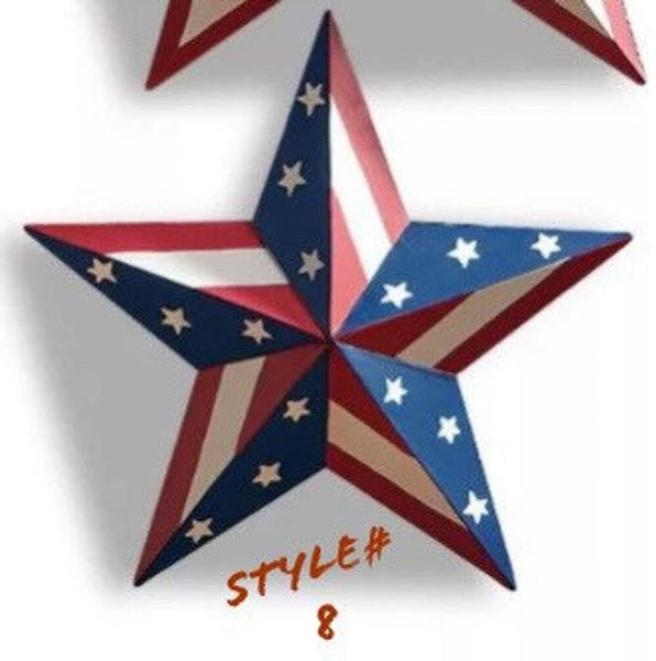 24" USA FLAG STAR RED WHITE & BLUE AMERICANA METAL BARN STAR METAL WALL ART HANDMADE TO ORDER