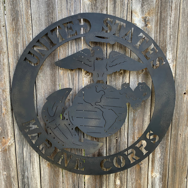 24" USA MARINE CORPS MILITARY LASERCUT BLACK CUSTOM VINTAGE METAL CRAFT WALL ART DECOR WESTERN HOME DECOR HANDMADE