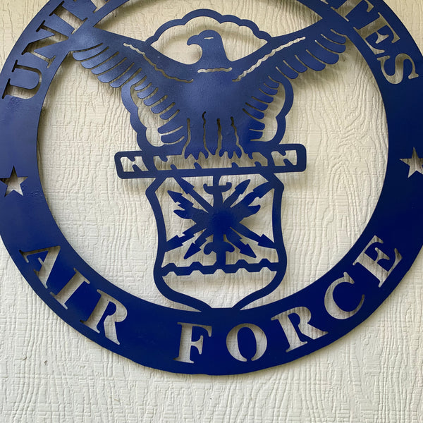 24" US AIR FORCE LASERCUT BLUE MILITARY METAL WALL ART AIRFORCE WESTERN HOME DECOR NEW