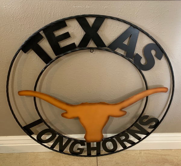 TEXAS LONGHORNS CUSTOM METAL VINTAGE CRAFT TEAM SIGN WESTERN HOME DECOR HANDMADE #EH90072