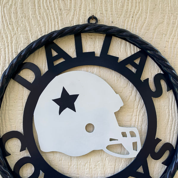 12", 18", 24", 32" DALLAS COWBOYS HELMET SIGN NAVY BLUE & WHITE METAL CUSTOM VINTAGE CRAFT WALL ART TEAM SIGN HANDMADE