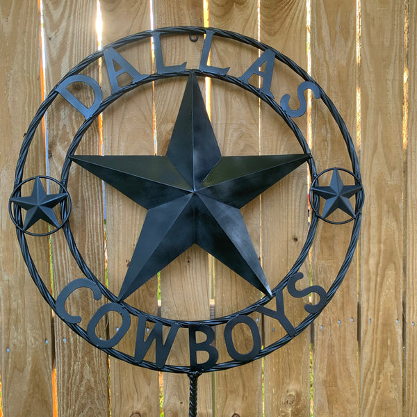 24" STAR & 34" STAKE DALLAS COWBOYS DECOR METAL ART WESTERN HOME WALL DECOR ALL RUSTIC BLACK STAR WITH 34" STAKE