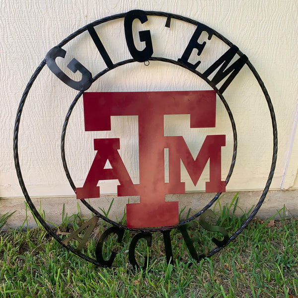 GIGEM AGGIES METAL CUSTOM VINTAGE CRAFT TEAM SIGN HANDMADE