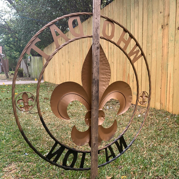 18", 24", 32" 36" WHO DAT NATION FLEUR DE LIS METAL WALL ART WESTERN HOME DECOR NEW