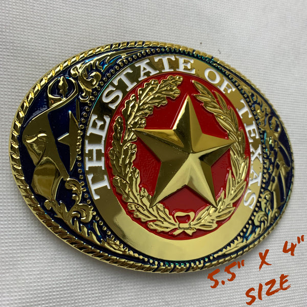 ITEM# LG  5.5" X 4" LONESTAR STATE GOLD BELT BUCKLE EXTRA LARGE WESTERN FASHION ART Item#3291-15-S RED_WS BRAND NEW