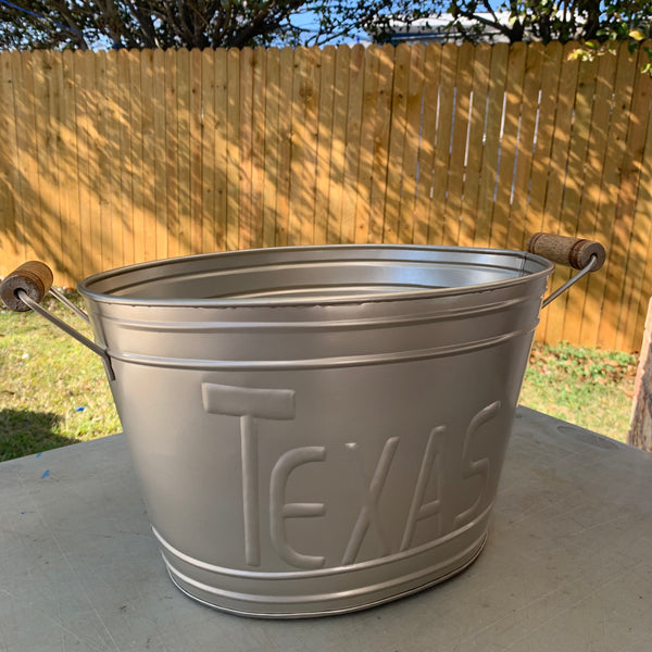 18" TEXAS SILVER OVAL TUB METAL WESTERN HOME DECOR METAL ART NEW #EH10390