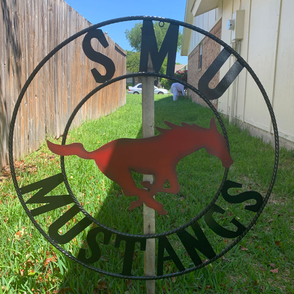 12",18",24",32",36" SMU MUSTANGS METAL CUSTOM VINTAGE CRAFT WALL ART TEAM SIGN HANDMADE