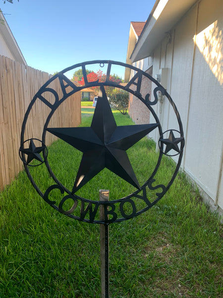 24" STAR & 34" STAKE DALLAS COWBOYS DECOR METAL ART WESTERN HOME WALL DECOR ALL RUSTIC BLACK STAR WITH 34" STAKE