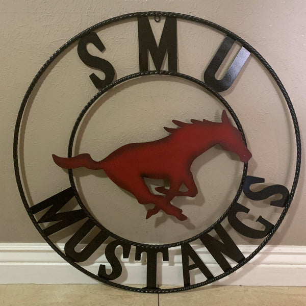 12",18",24",32",36" SMU MUSTANGS METAL CUSTOM VINTAGE CRAFT WALL ART TEAM SIGN HANDMADE