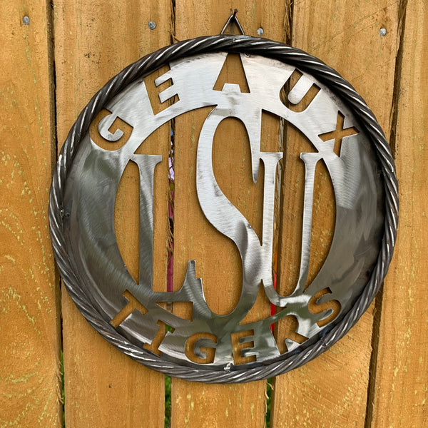12",18",24",32" LSU GEAUX TIGERS CUSTOM METAL VINTAGE CRAFT TEAM SIGN WESTERN HOME DECOR HANDMADE