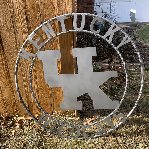 12", 18", 24", 32" KENTUCKY WILDCATS CUSTOM SILVER GREY METAL VINTAGE CRAFT SIGN HANDMADE