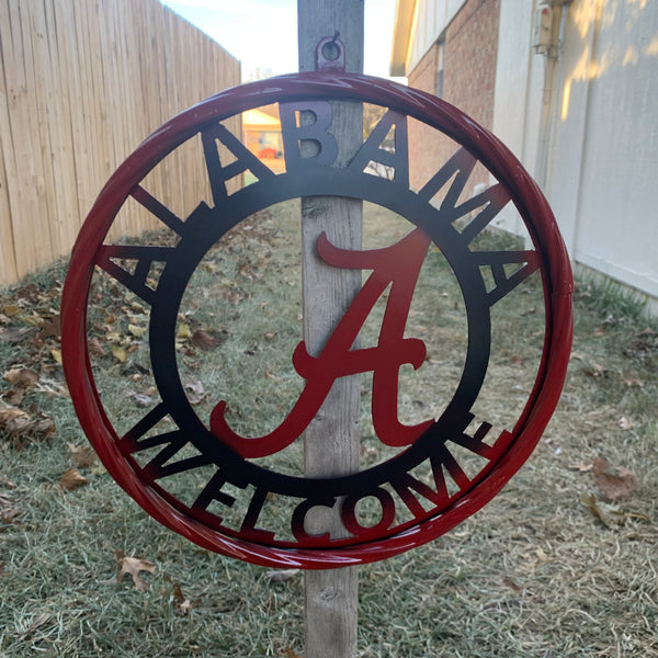 ALABAMA WELCOME RED & BLACK CUSTOM METAL VINTAGE SIGN TEAM HANDMADE