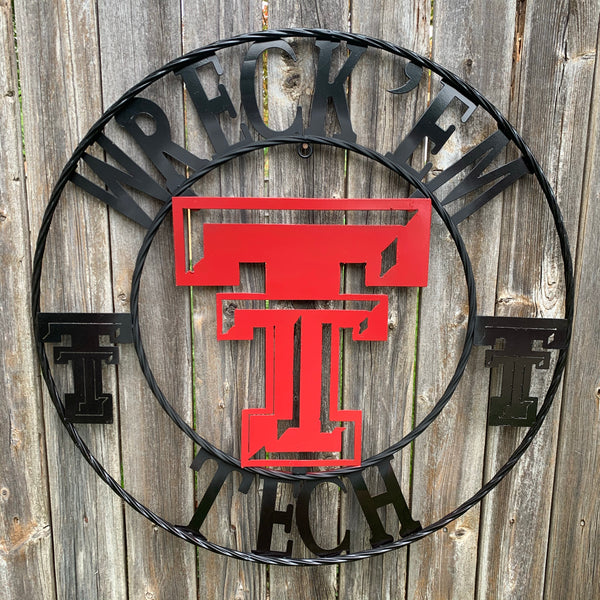 12", 18", 24", 32" WRECKEM TEXAS TECH METAL CUSTOM VINTAGE CRAFT TEAM SIGN HANDMADE