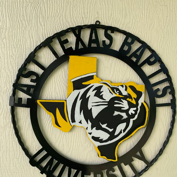 EAST TEXAS BAPTIST UNIVERSITY METAL CUSTOM VINTAGE CRAFT SIGN WALL ART TEAM HANDMADE