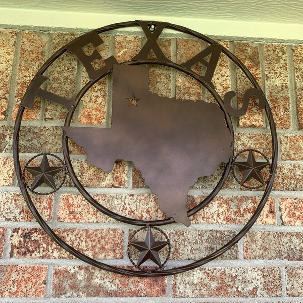 24" State of Texas Map Metal Wall Art Western Home Decor Vintage Rustic Bronze Copper New