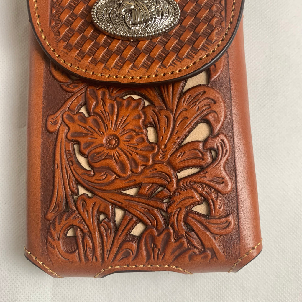 LG2004 7.5 HORSE TAN BROWN LEATHER POUCH EXTRA LARGE BELT LOOP HOLST EGIFTHOME.COM