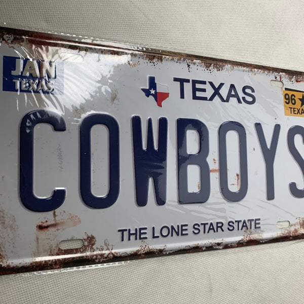 #HCZ17002 TEXAS COWBOYS LONESTAR STATE LICENSE PLATE TIN SIGN BLUE LETTERS METAL ART WESTERN HOME DECOR - FREE SHIPPING