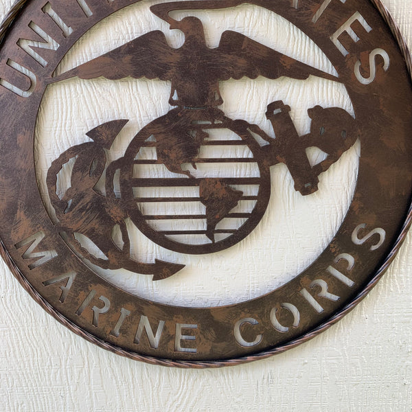 #EH10851 24" UNITED STATES MARINE CORPS MILITARY LASERCUT METAL WALL ART SIGN WESTERN HOME DECOR HANDMADE BRONZE