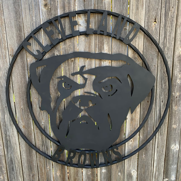 CLEVELAND BROWNS METAL CUSTOM VINTAGE CRAFT ART HANDMADE RUSTIC BLACK