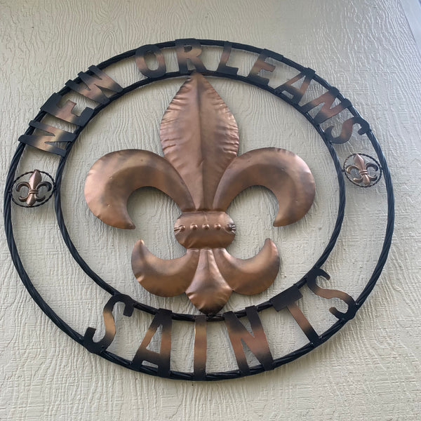 18", 24", 32" NEW ORLEANS SAINTS METAL SIGN WALL ART WESTERN HOME DECOR RUSTIC GOLD & BLACK ART NEW