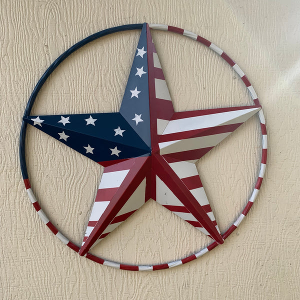 PEACE STAR METAL RED WHT BLUE STAR WESTERN HOME DECOR HANDMADE 12",16",24",32"36",38",40",48"