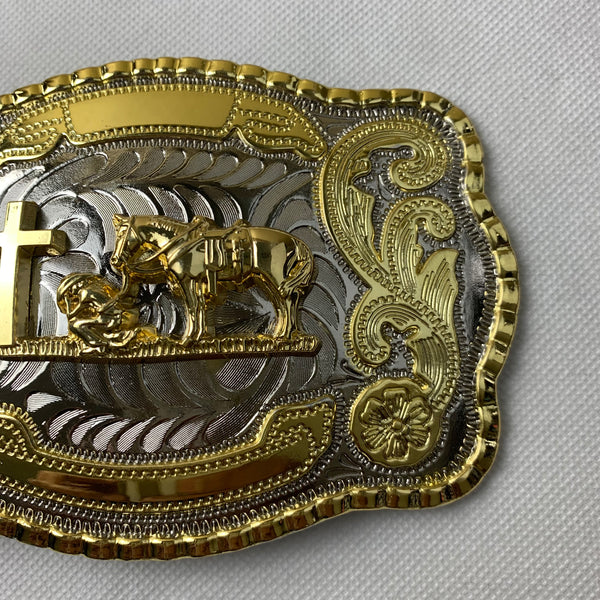 ITEM# WS  5" X 4" COWBOYS CHURCH BELT BUCKLE WESTERN FASHION ART Item#3291-15-S RED_WS BRAND NEW