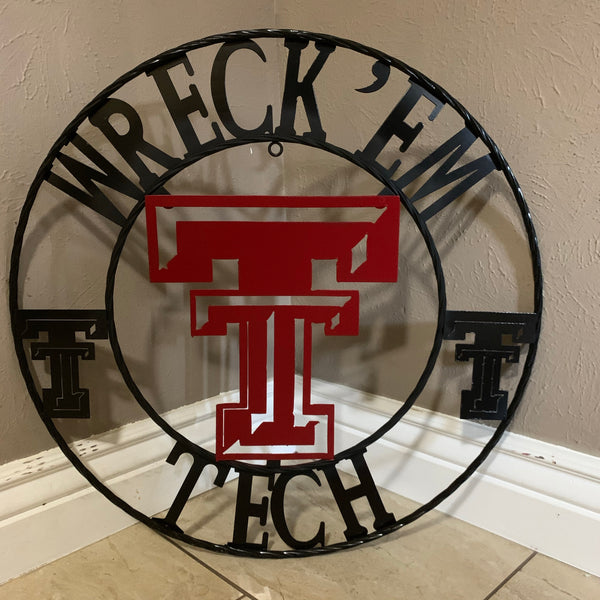 12", 18", 24", 32" WRECKEM TEXAS TECH METAL CUSTOM VINTAGE CRAFT TEAM SIGN HANDMADE