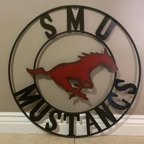 12",18",24",32",36" SMU MUSTANGS METAL CUSTOM VINTAGE CRAFT WALL ART TEAM SIGN HANDMADE