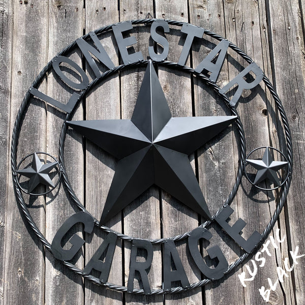 LONESTAR GARAGE STYLE CUSTOM BARN NAME STAR LONESTAR GARAGE METAL NAME BARN STAR WITH TWISTED ROPE RING 3d STAR ART WESTERN HOME DECOR RUSTIC BROWN