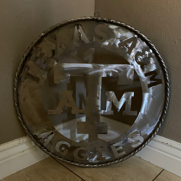 24" TEXAS A&M WIDE BAND RAW METAL CUSTOM VINTAGE CRAFT WALL ART TEAM SIGN HANDMADE